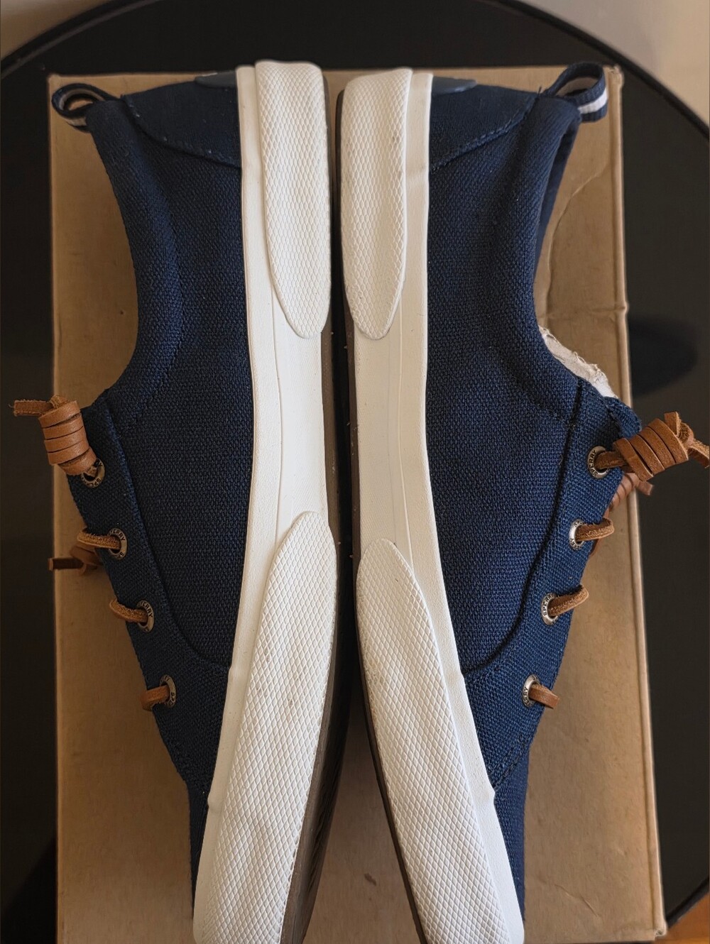 Women's Navy Canvas Casual Sneakers with Contrast White Sole - Picture 9 of 9